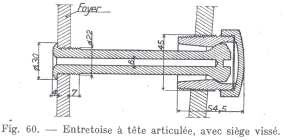 Entretoise  tte articule, avec sige viss