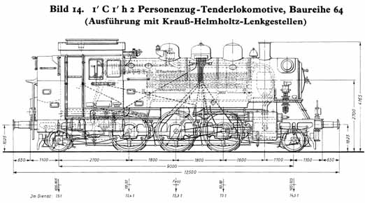 Locomotive-tender pour trains voyageurs Baureihe 64